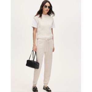J. Crew Cashmere Waffle Knit Joggers in Natural NWT Size Medium